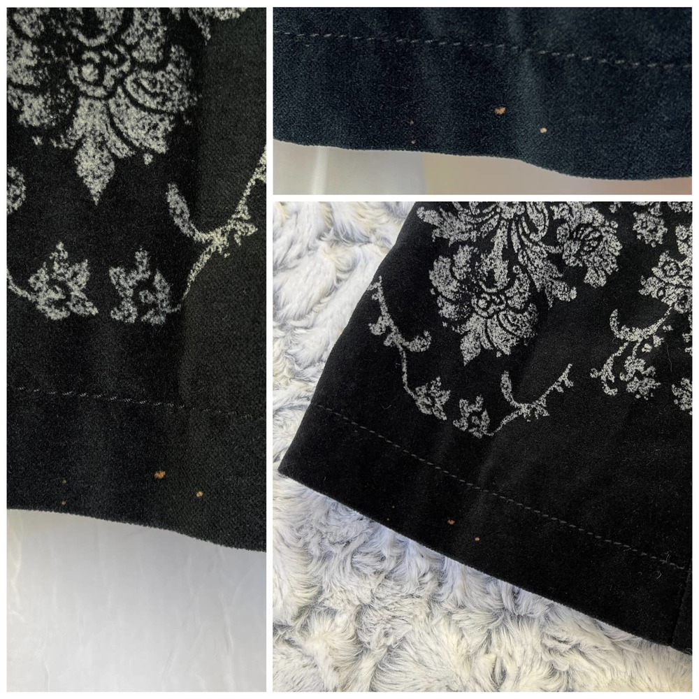 🚫SOLD🚫 VTG Y2K DKNY Jeans Black Velvet Long Coat w/ Pockets Grey Baroque - Picture 16 of 16